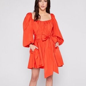 CINQ A SEPT delilah dress in fire coral, size 4